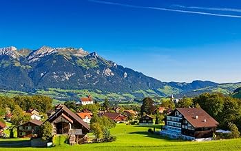 Amazon.co.jp: スイス、アルプス、山、夏、自然、緑、家